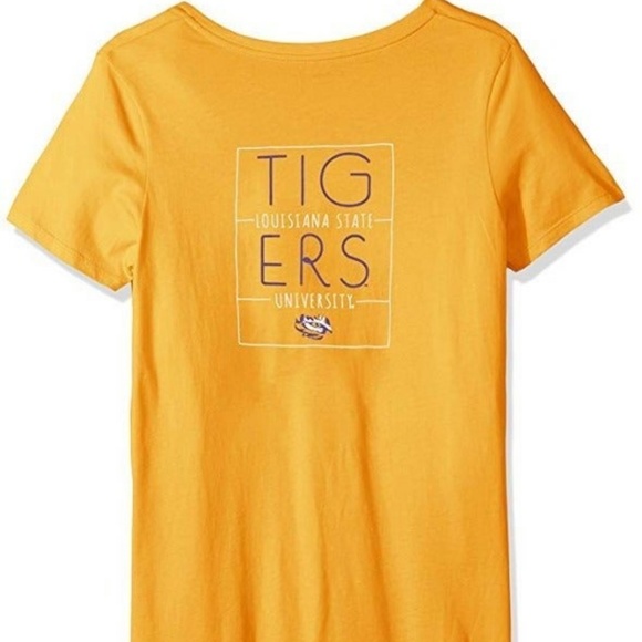 Champion LSU Tiger NCAA Women's V-Neck Gold Tee - Picture 3 of 7